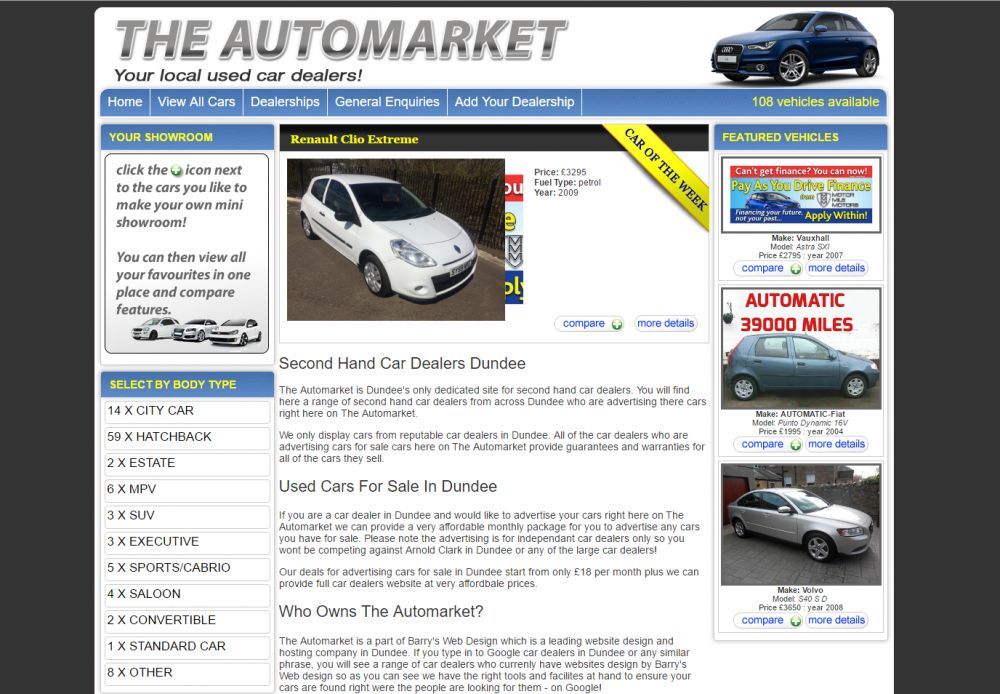 website designed for The Auto Market