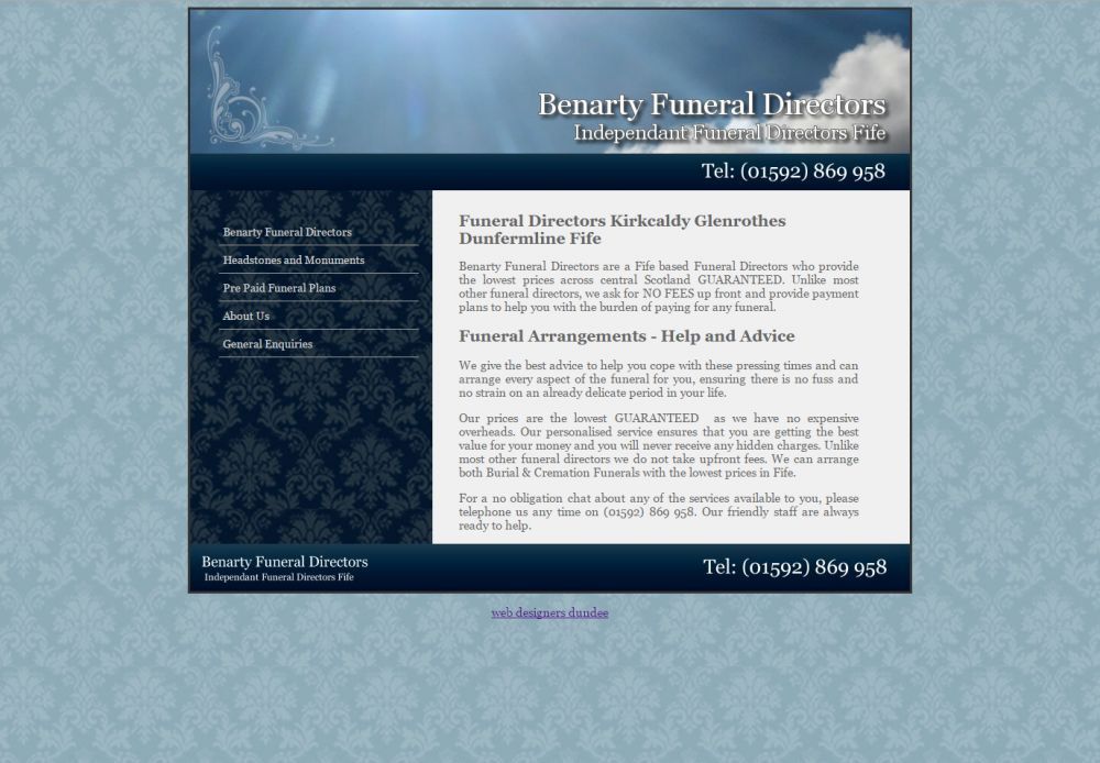website designed for Benarty Funeral Directors