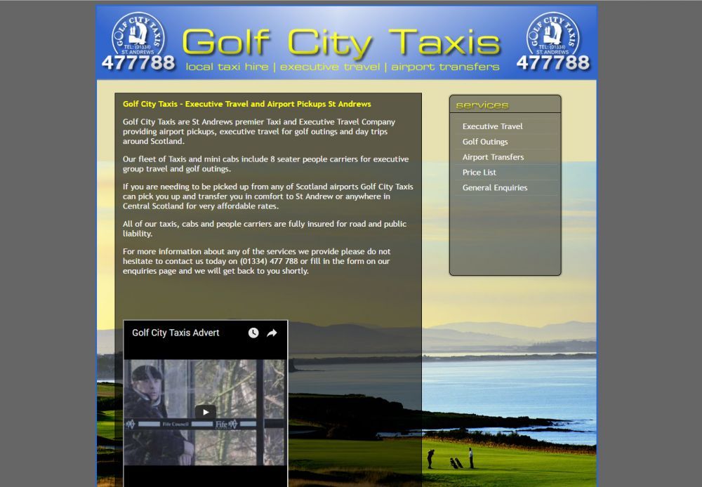 website designed for Golf City Taxis