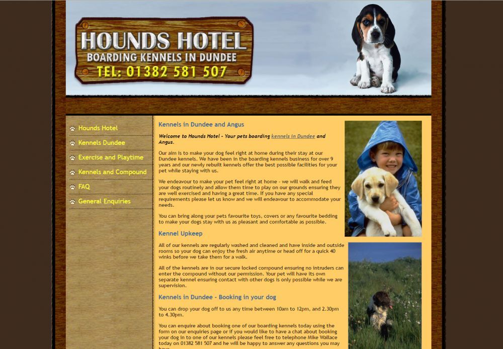website designed for Hounds Hotel