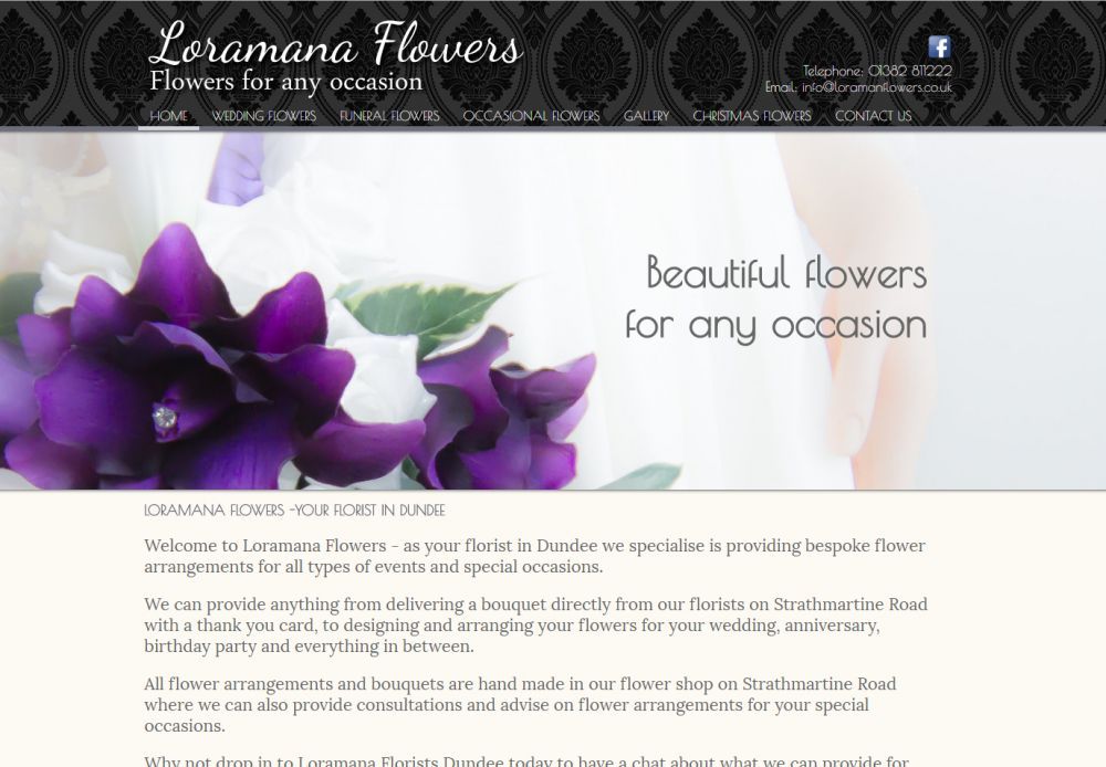 website designed for LORAMANA FLOWERS