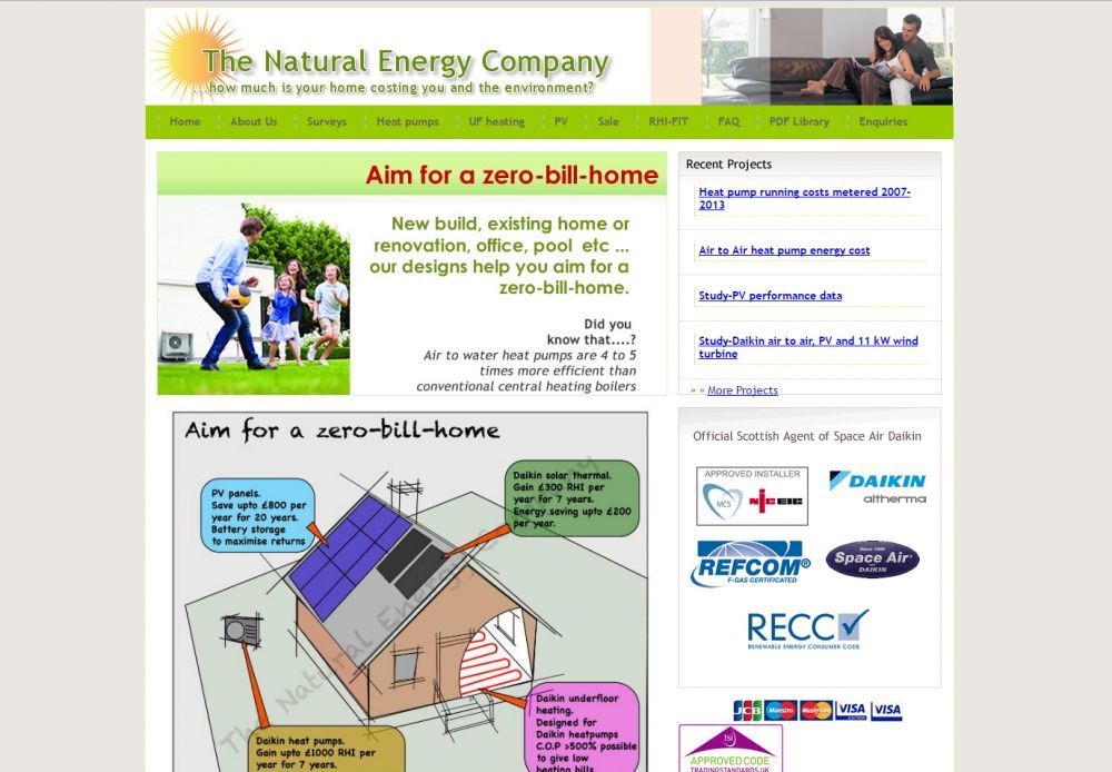 website designed for The Natural Energy Company