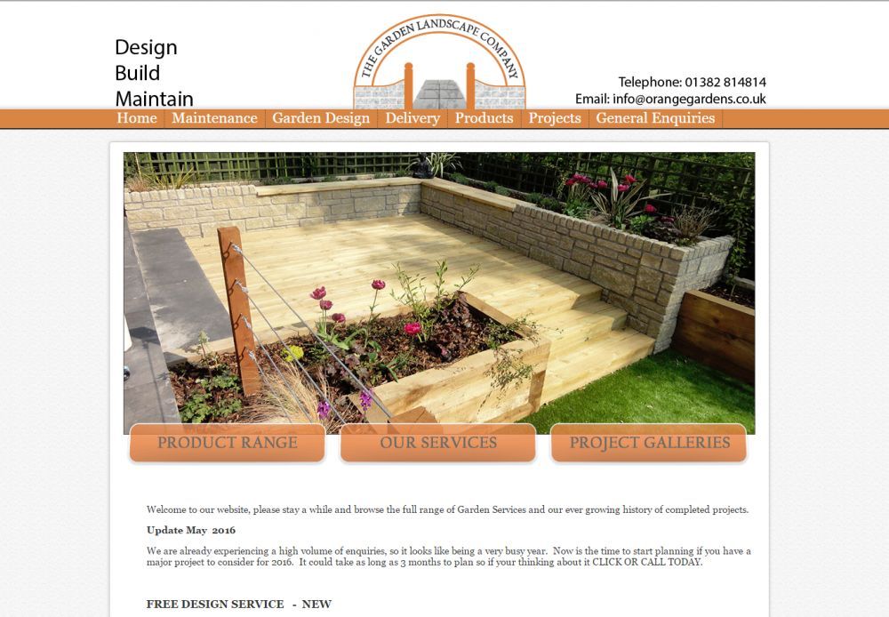 website designed for Garden Landscape Company