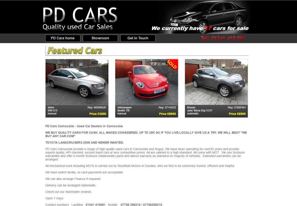 website designed for PD Cars