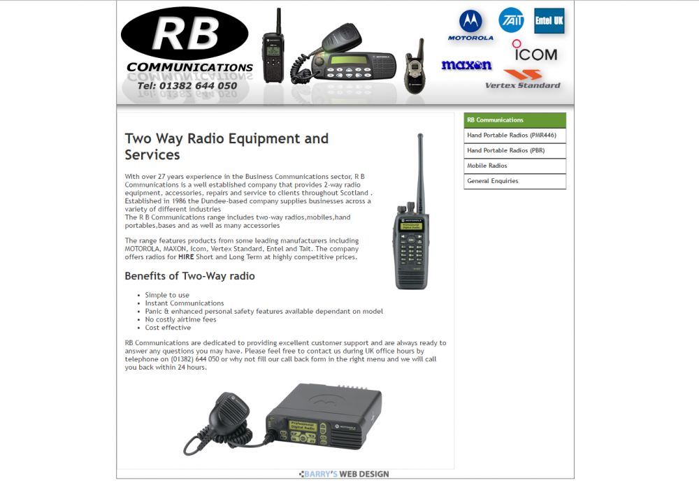 website designed for RB Communications