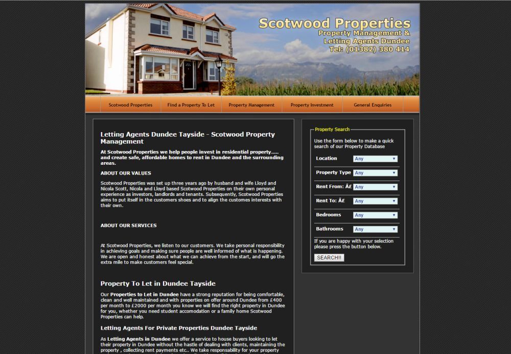 website designed for Scotwood Properties