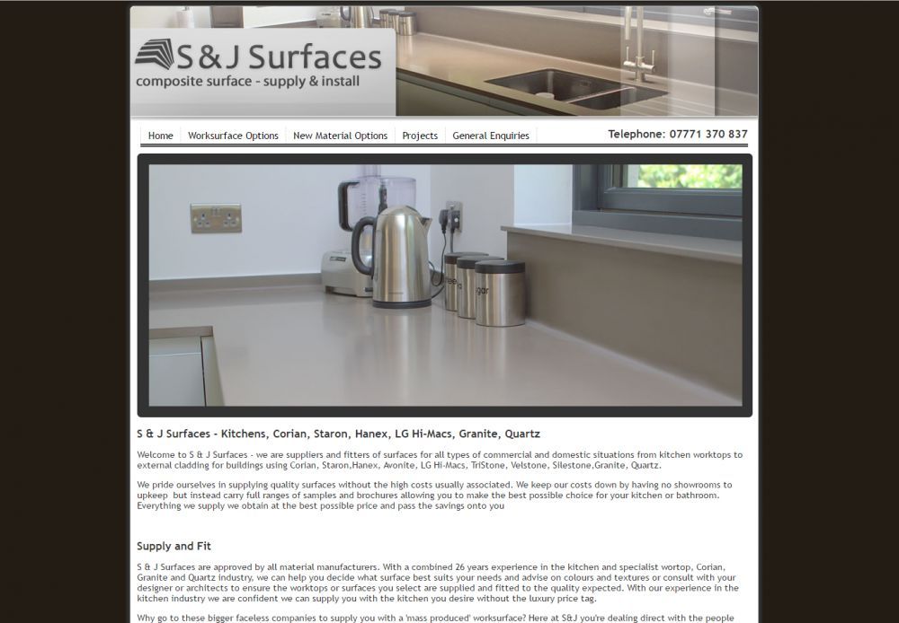 and J provide worktops and surfaces made of composite materials for 