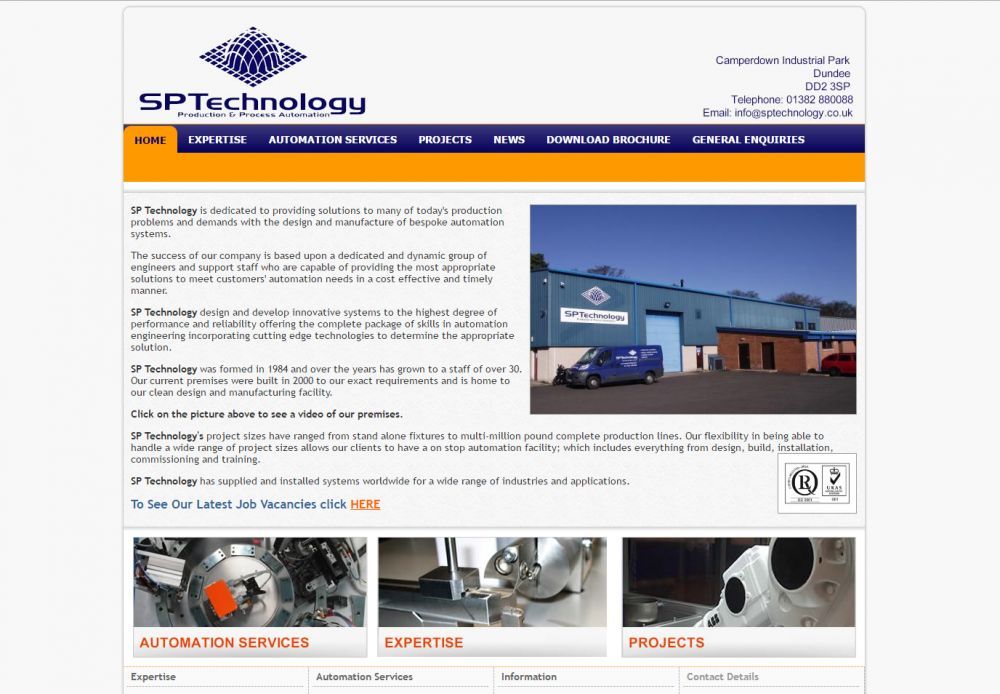 website designed for SP Technology