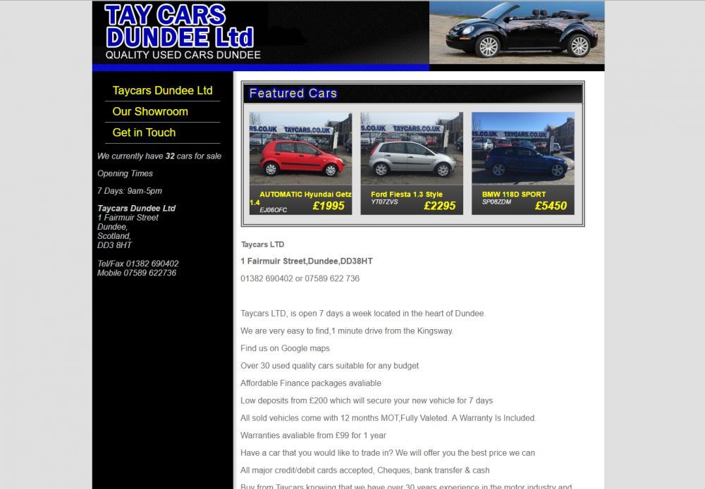 website designed for Tay Cars