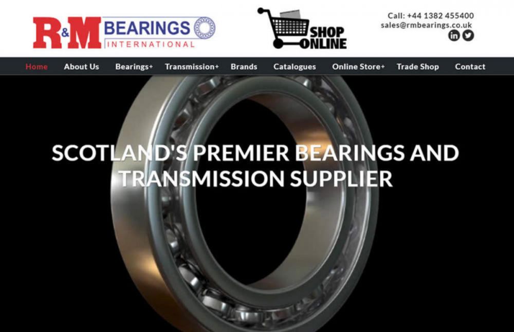 site designed for RM Bearings in Dundee