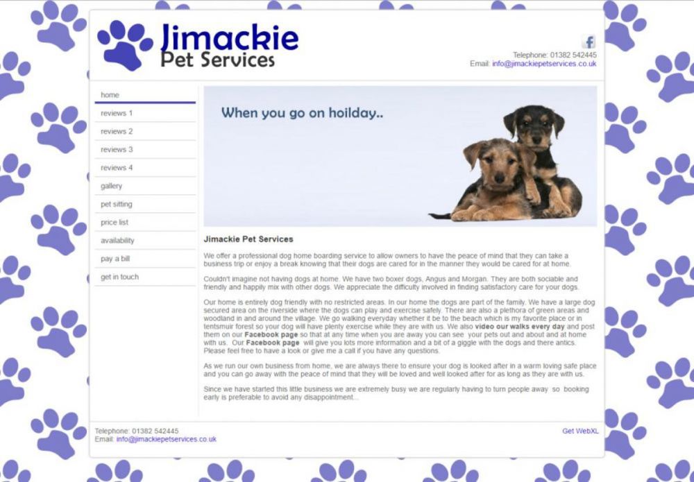 website designed for Jimackie-Pet-Services