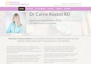 website designed for Nutrition Communications Carrie Ruxton